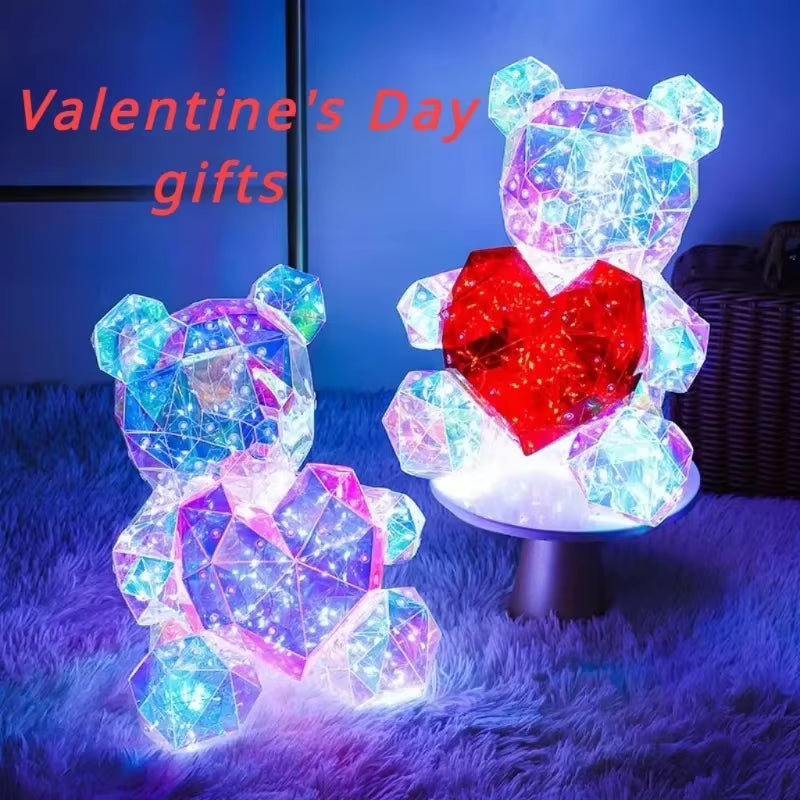 Led Light up Teddy Bear Romantic Surprise Bear Lamp Colorful Red Heart Bear Girls Birthday Valentine'S Day Xmas Christmas Gift