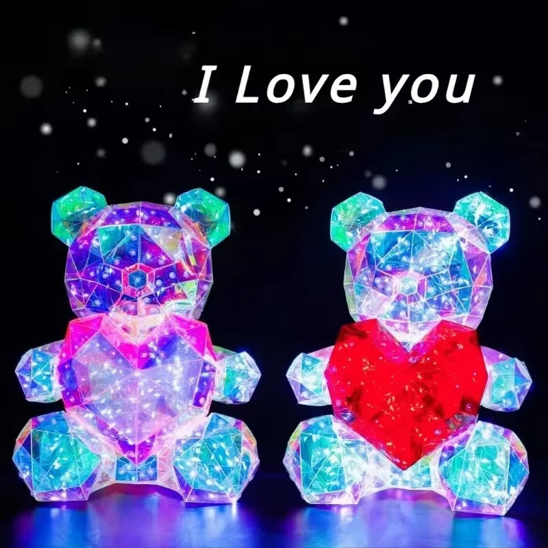 Led Light up Teddy Bear Romantic Surprise Bear Lamp Colorful Red Heart Bear Girls Birthday Valentine'S Day Xmas Christmas Gift