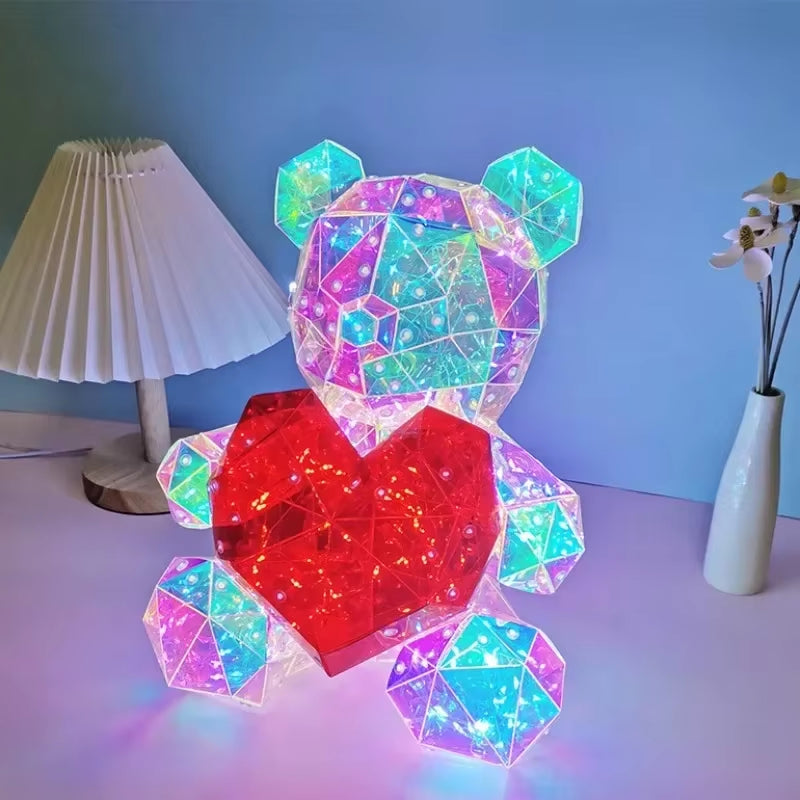 Led Light up Teddy Bear Romantic Surprise Bear Lamp Colorful Red Heart Bear Girls Birthday Valentine'S Day Xmas Christmas Gift